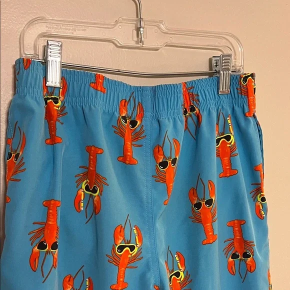 Wonder Nation Boys XL Lobster Swim Trunks Blue Orange Beach Shorts 14-16 - Picture 4 of 6